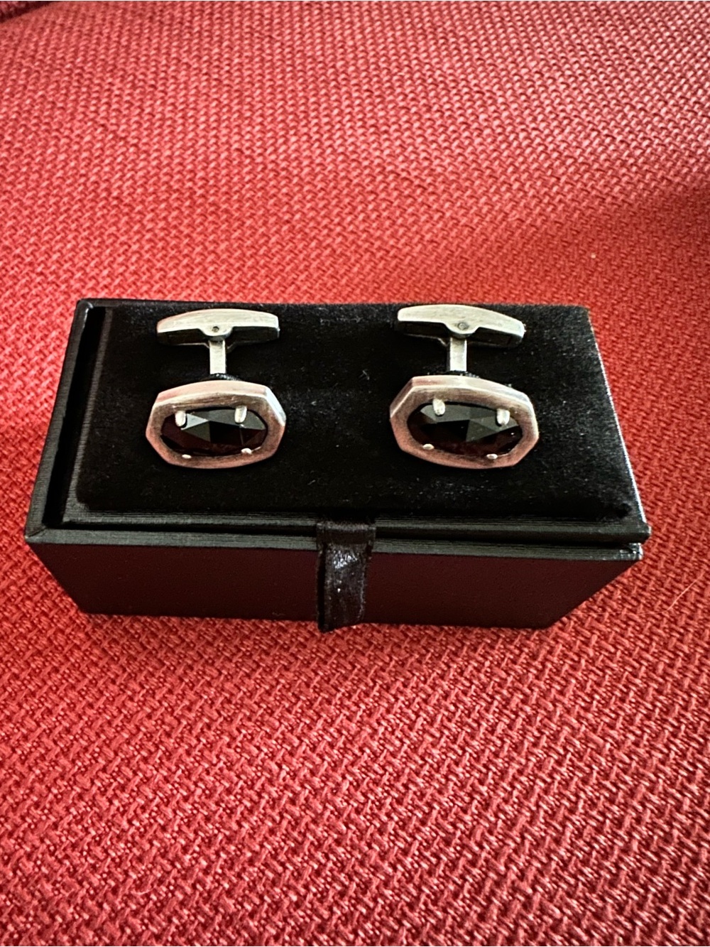Kendra Scott Black Faceted Stone Cufflinks in Silver-Tone